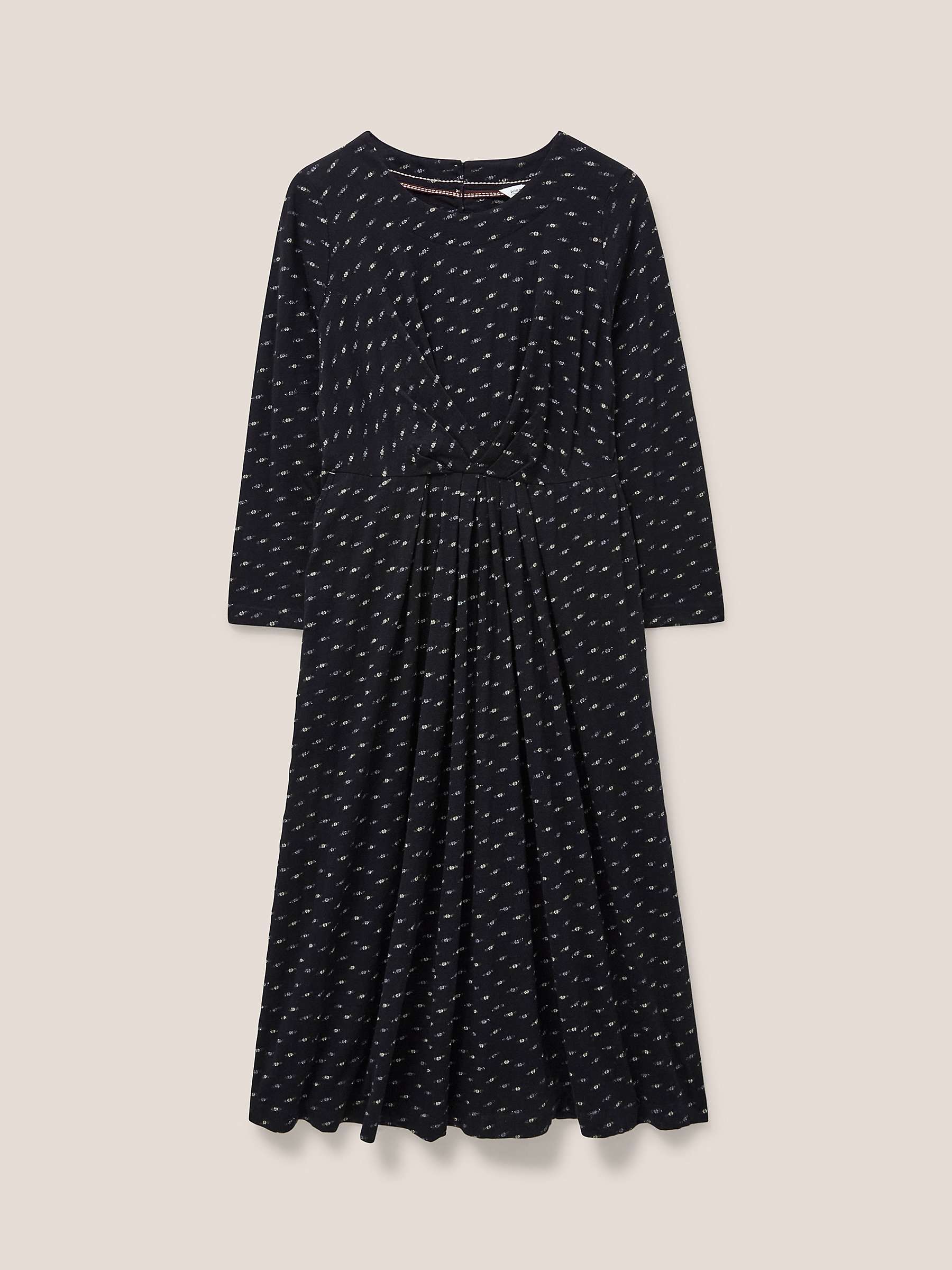 Buy White Stuff Billie Cotton Blend Metallic Jersey Dress, Black Online at johnlewis.com