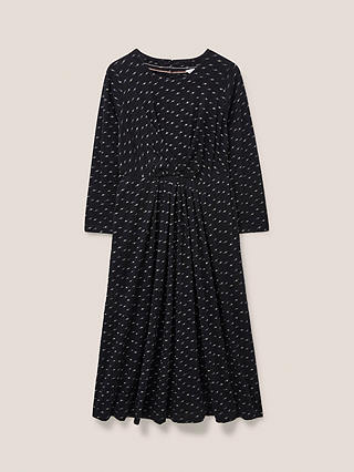 White Stuff Billie Cotton Blend Metallic Jersey Dress, Black