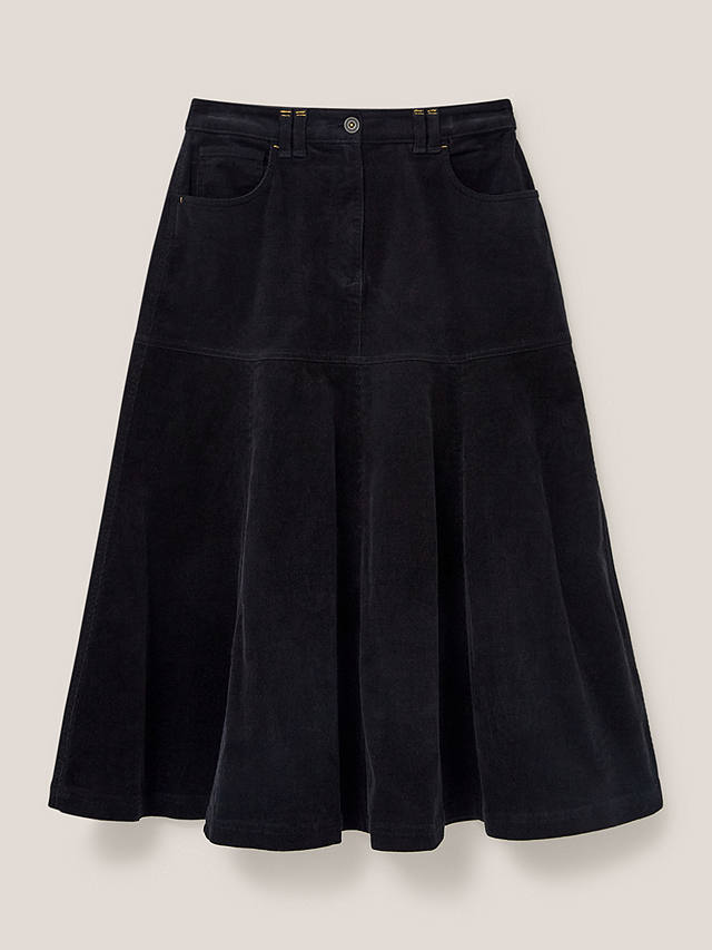 White Stuff Organic Cotton Blend Corduroy Skirt, Pure Black