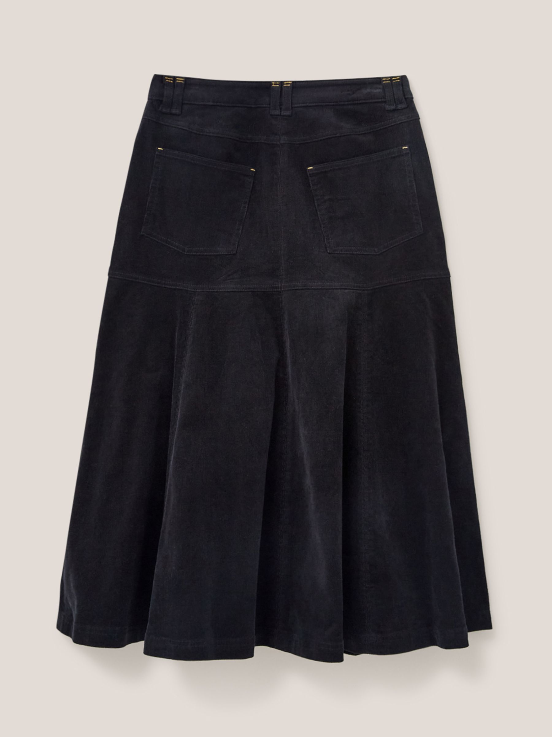 White Stuff Organic Cotton Blend Corduroy Skirt, Pure Black, 6