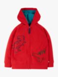 Frugi Kids' Switch Luka Dino Zip Up Hoody, True Red, True Red