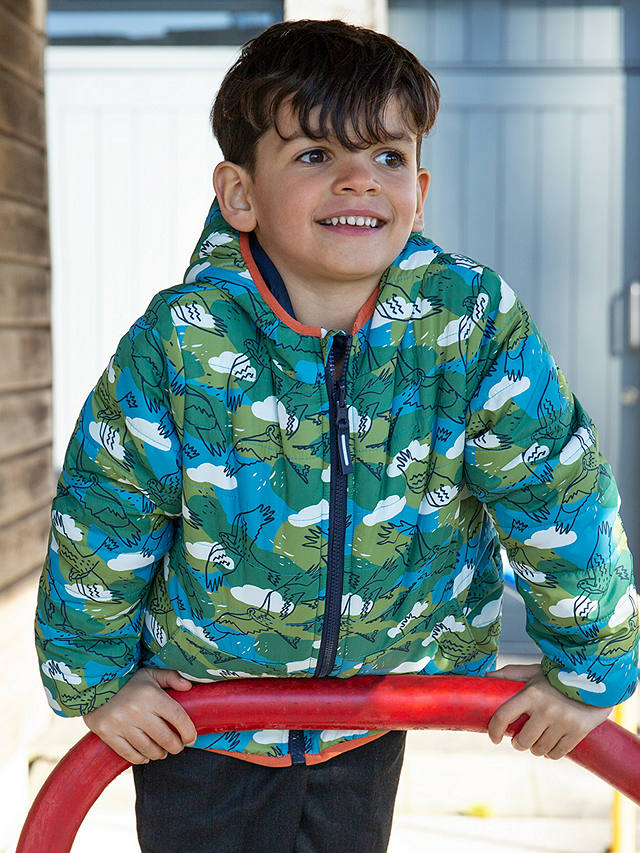 Frugi Kids' Reversible Toasty Trail Quilted Jacket, Indigo/Multi