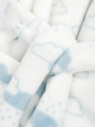 Frugi Kids' Brilliant Clouds Hooded Robe, White/Blue