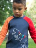 Frugi Kids' Jake Applique Dinosaur Organic Cotton Top