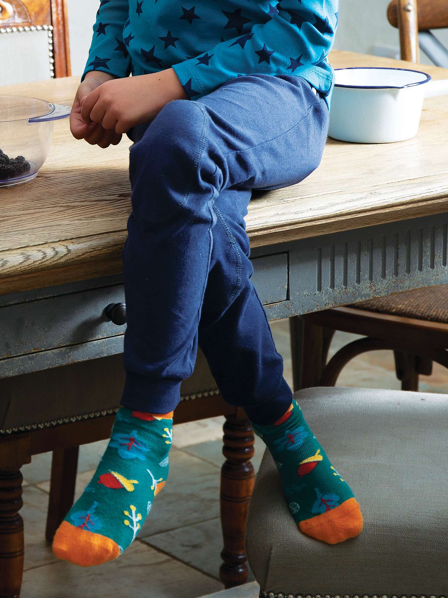 Buy Frugi Kids' Everyday Organic Cotton Cuffed Leggings, Indigo Online at johnlewis.com