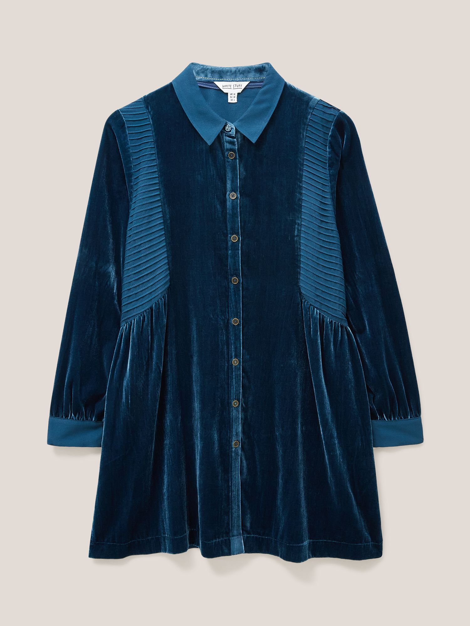 Buy White Stuff Farley Velvet Tunic, Teal Online at johnlewis.com