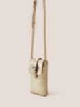 White Stuff Leather Crossbody Phone Bag, Gold