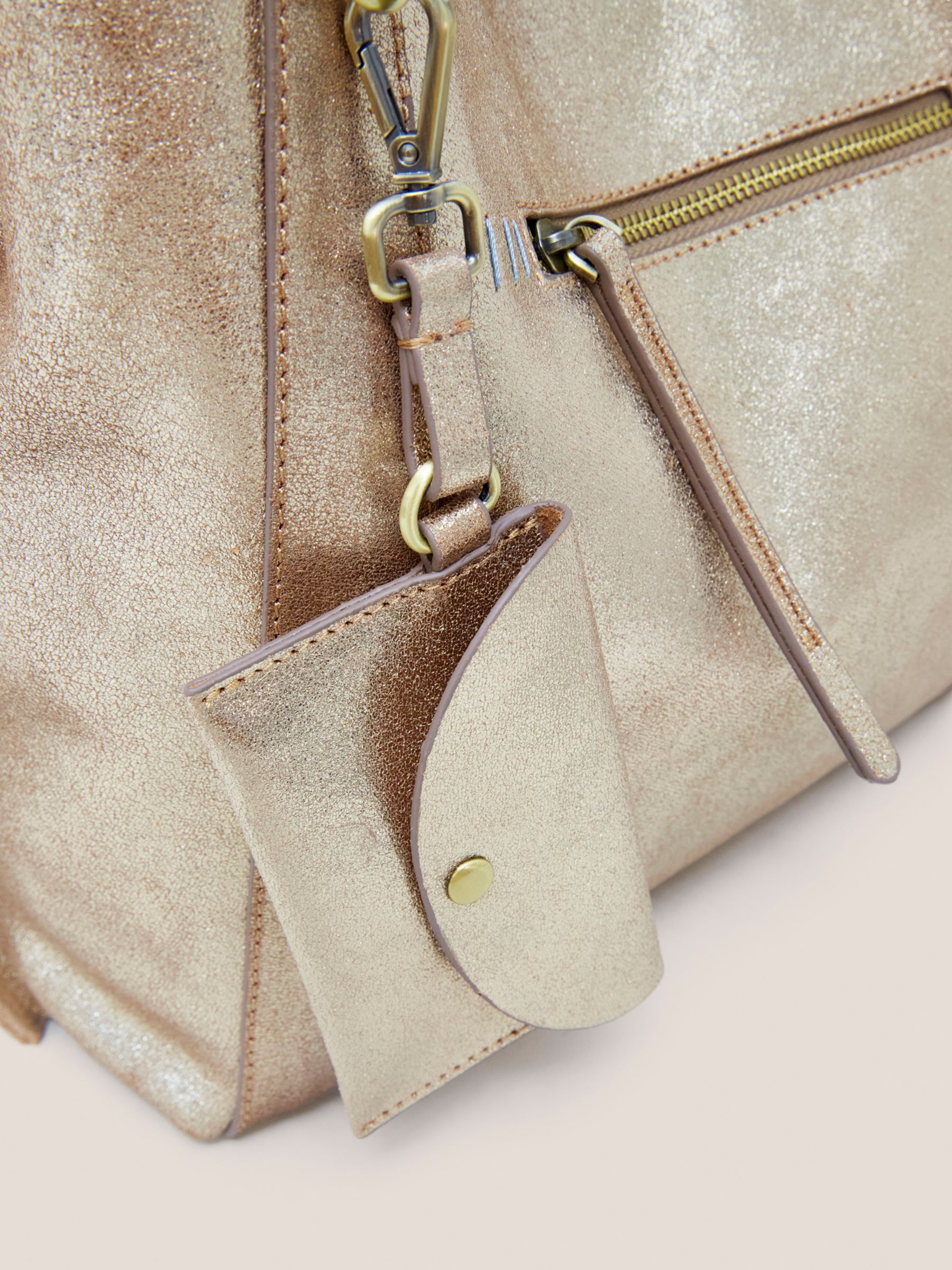 White Stuff Hannah Leather Tote Bag, Gold at John Lewis & Partners