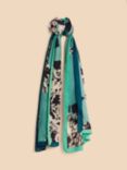 White Stuff Abstract Print Eco Vero Scarf, Teal/Multi