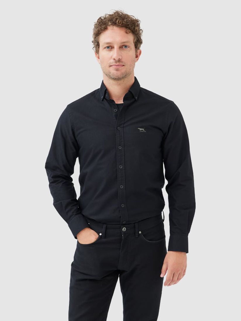 Rodd & Gunn Gunn Oxford Cotton Slim Fit Long Sleeve Shirt, Onyx, XS