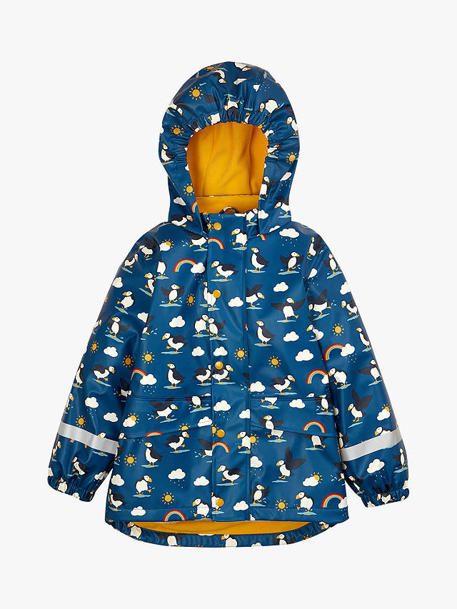 Frugi Kids' Puddle Buster Puffin Puddles Waterproof Coat, Multi