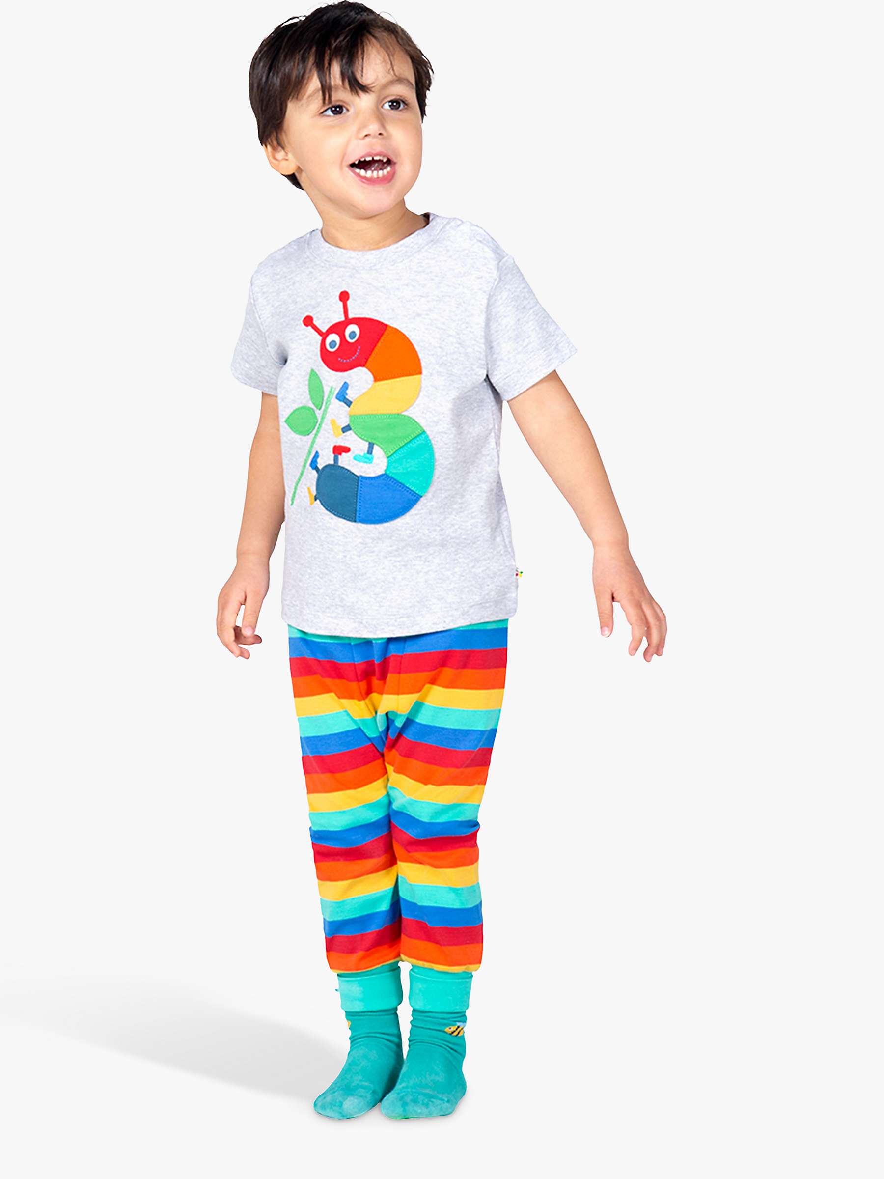 Buy Frugi Kids' Magic Number 3 Organic Cotton Caterpillar T-shirt, Grey Marl/Multi Online at johnlewis.com