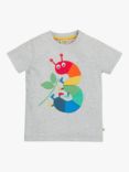 Frugi Kids' Magic Number 3 Organic Cotton Caterpillar T-shirt, Grey Marl/Multi