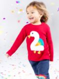 Frugi Kids' Magic Number 2 Organic Cotton Duck T-shirt, Tango Red/Multi