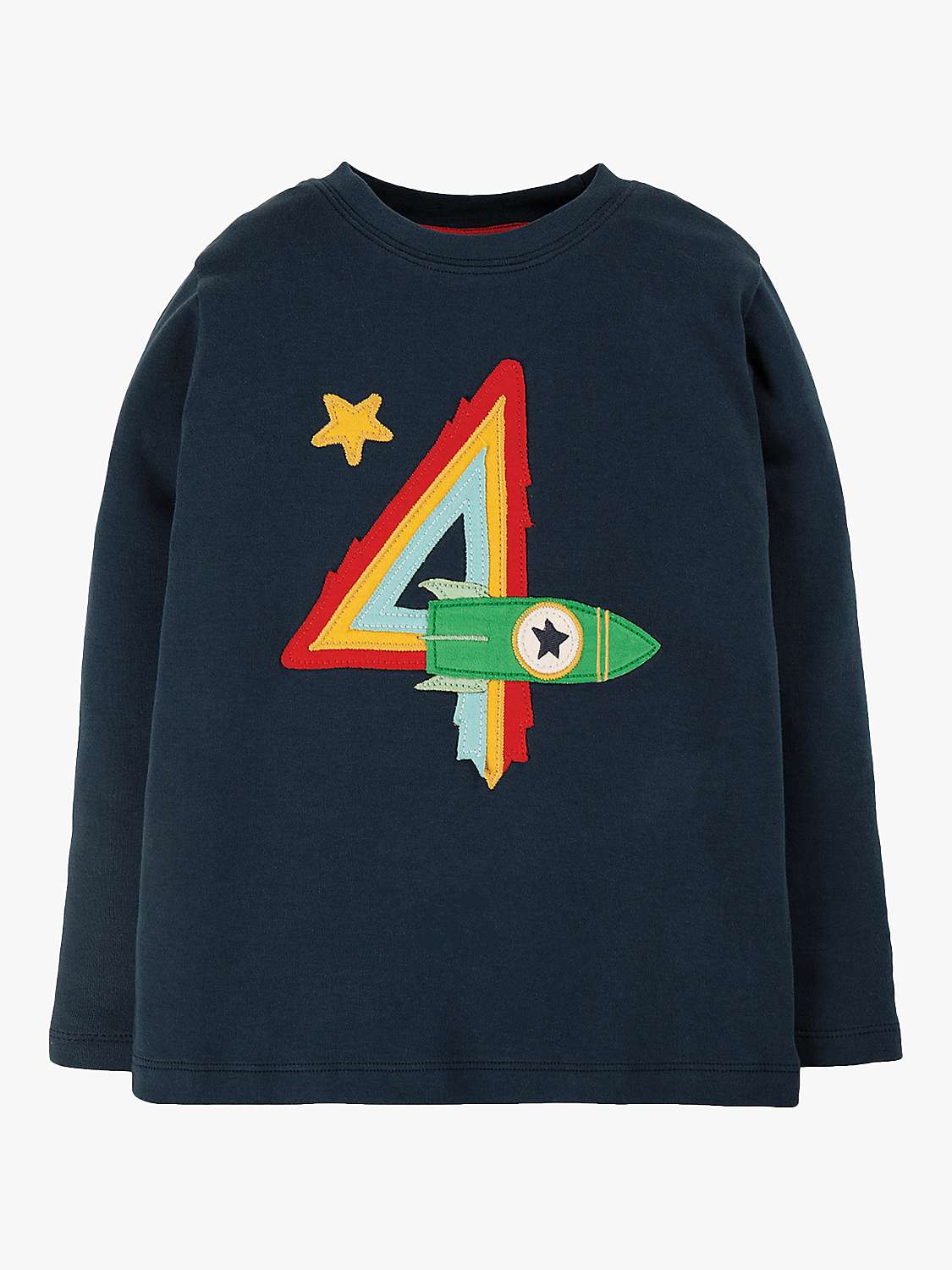 Buy Frugi Kids' Magic Number 4 Organic Cotton Rocket T-shirt, Indigo/Multi Online at johnlewis.com