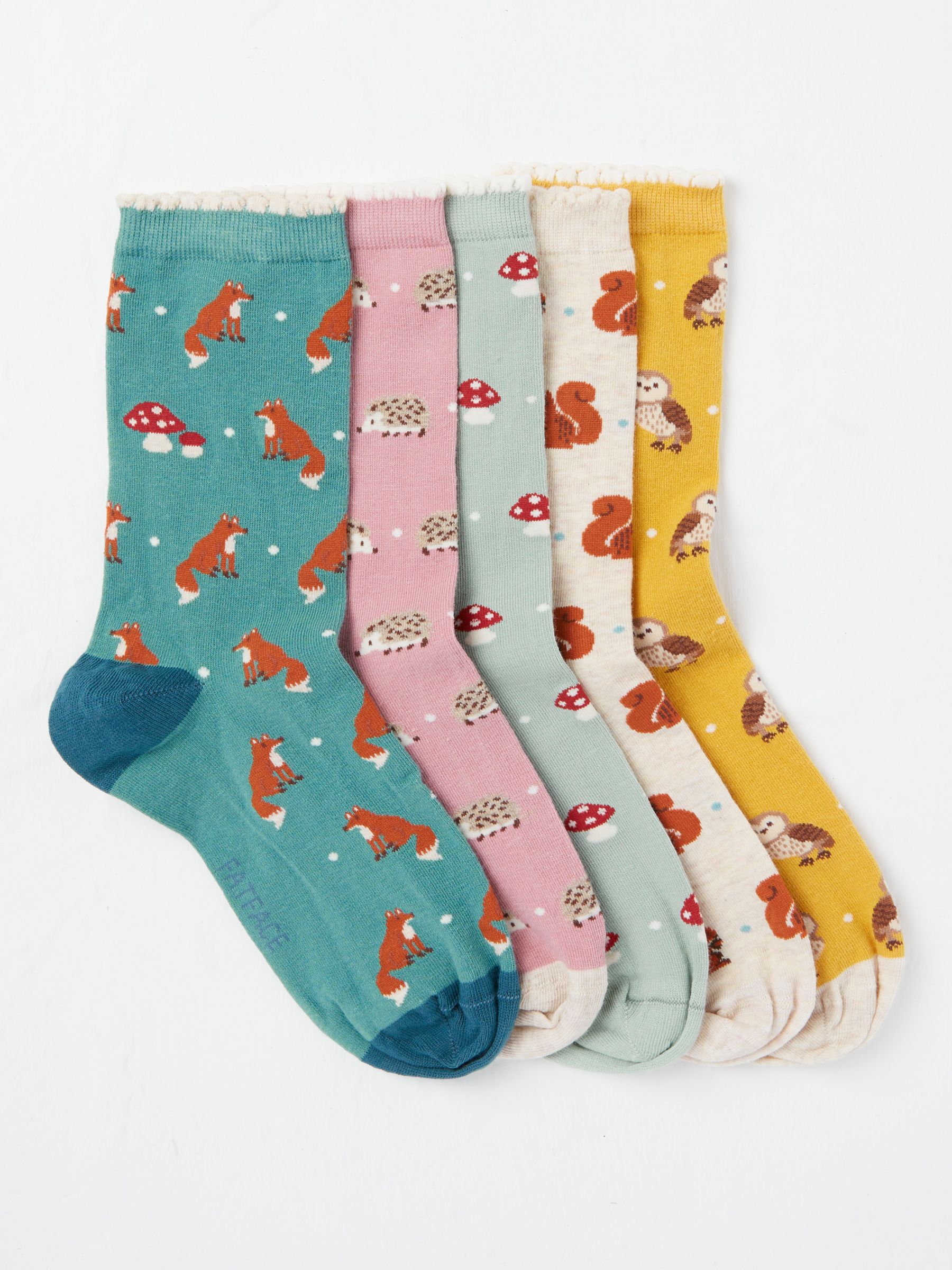 FatFace Woodland Animal Socks, Pack of 5, Multi at John Lewis & Partners