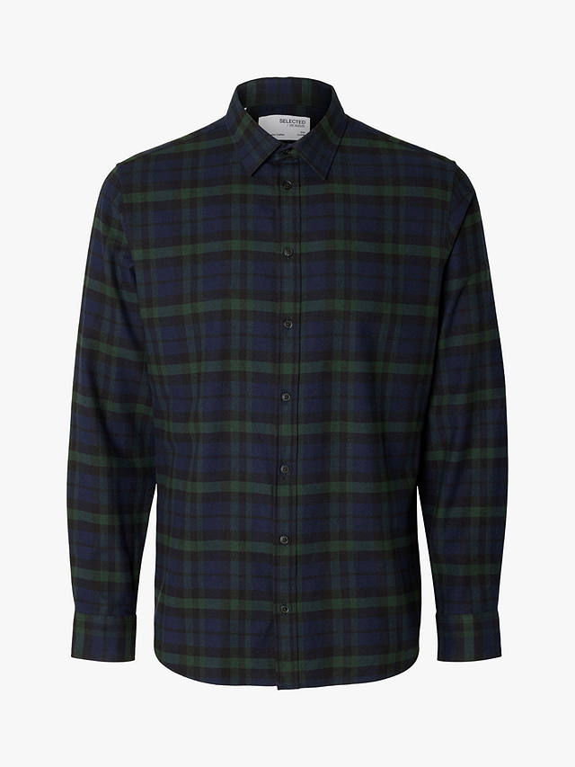 SELECTED HOMME Flannel Shirt, Blue/Multi at John Lewis & Partners