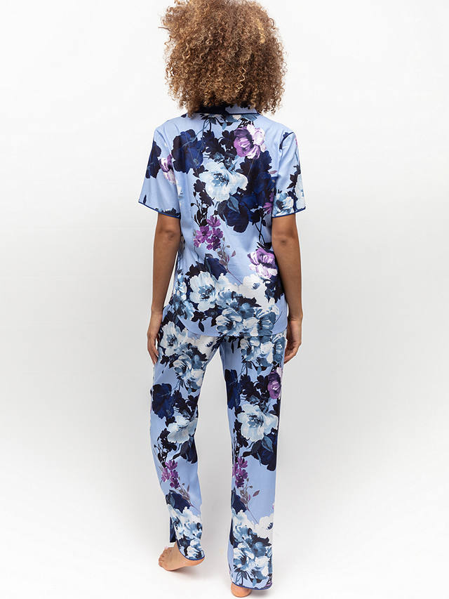 Cyberjammies Madeline Floral Shirt Long Pyjama Set, Blue