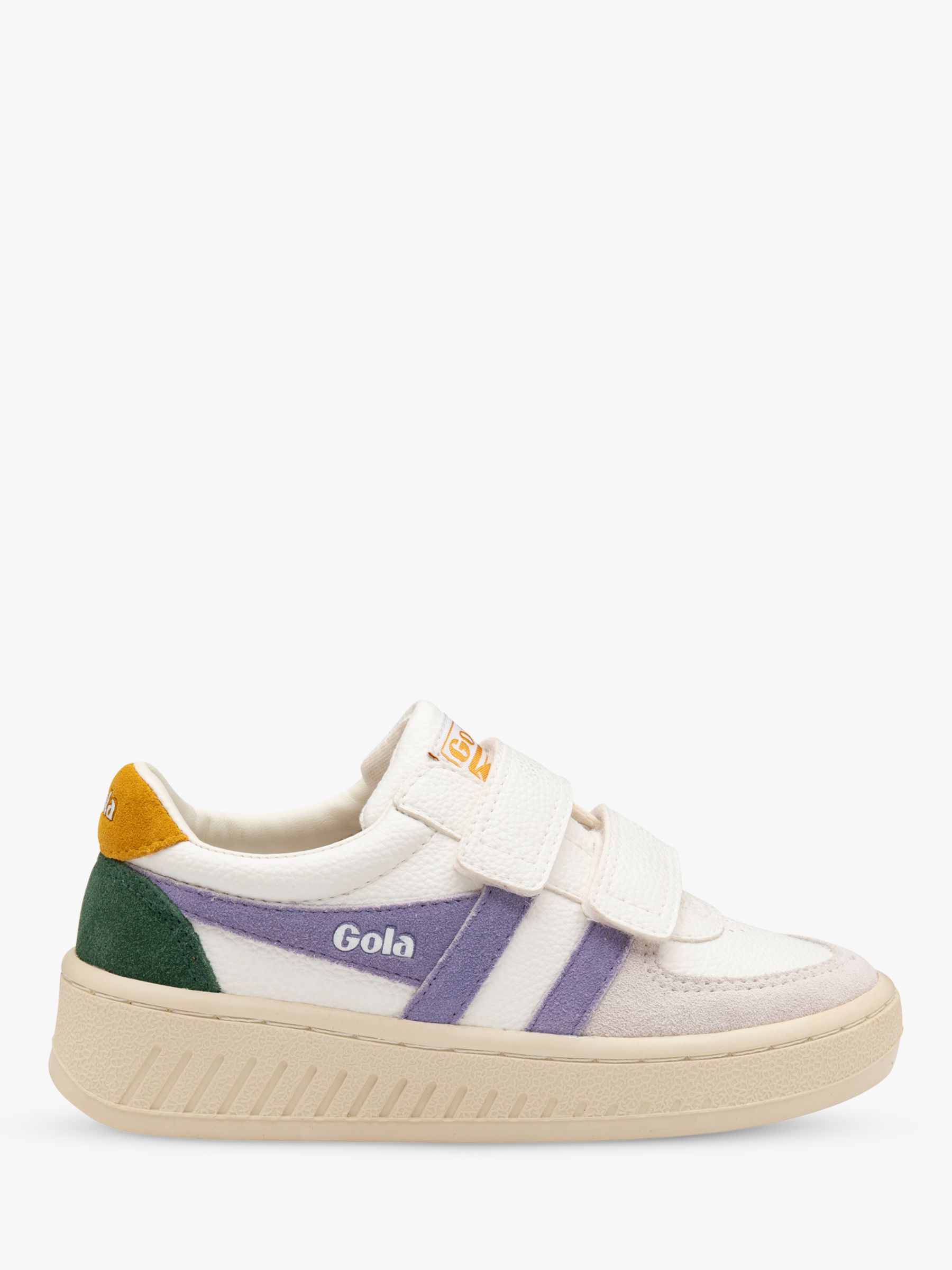 Gola Kids' Grand Slam Trident Riptape Shoes, White/Lavender/Sun, 10 Jnr