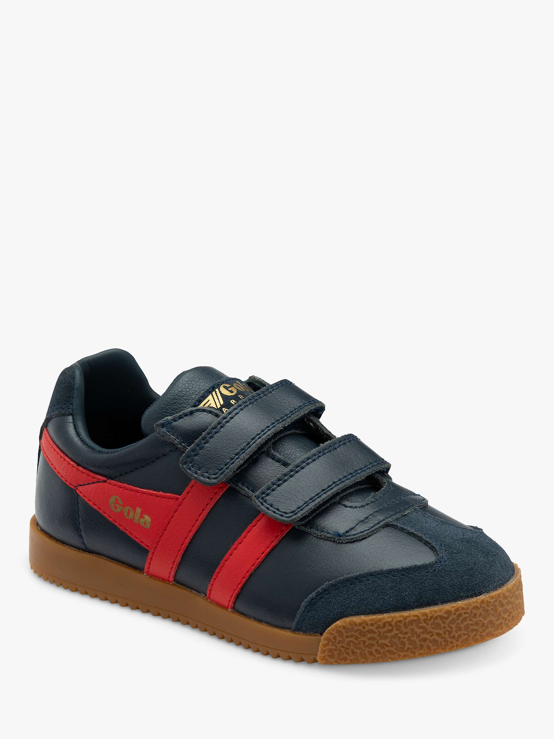 Buy Gola Kids' Classics Harrier Leather Strap Trainers, Navy/Red Online at johnlewis.com