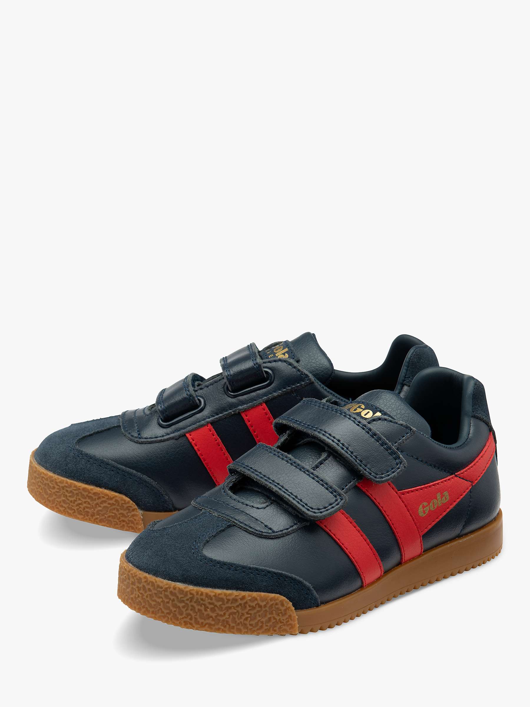 Buy Gola Kids' Classics Harrier Leather Strap Trainers, Navy/Red Online at johnlewis.com