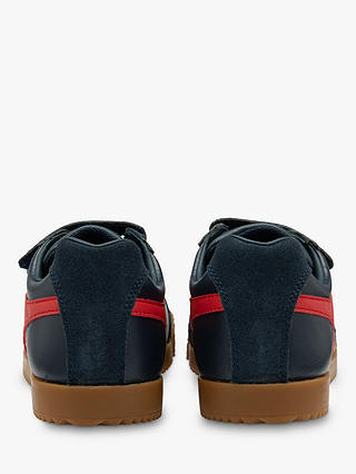 Gola Kids' Classics Harrier Leather Strap Trainers, Navy/Red
