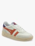 Gola Classics Topspin Leather Lace Up Trainers, White/Coral/Purple