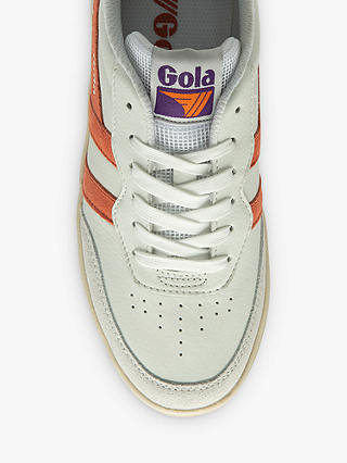 Gola Classics Topspin Leather Lace Up Trainers, White/Coral/Purple