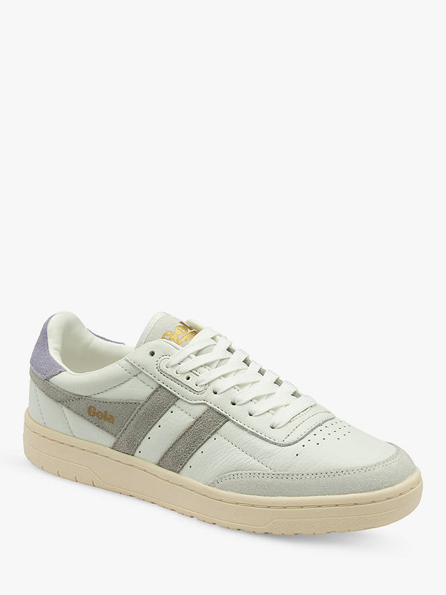 Gola Falcon Leather Trainers, White/Grey/Lavnder