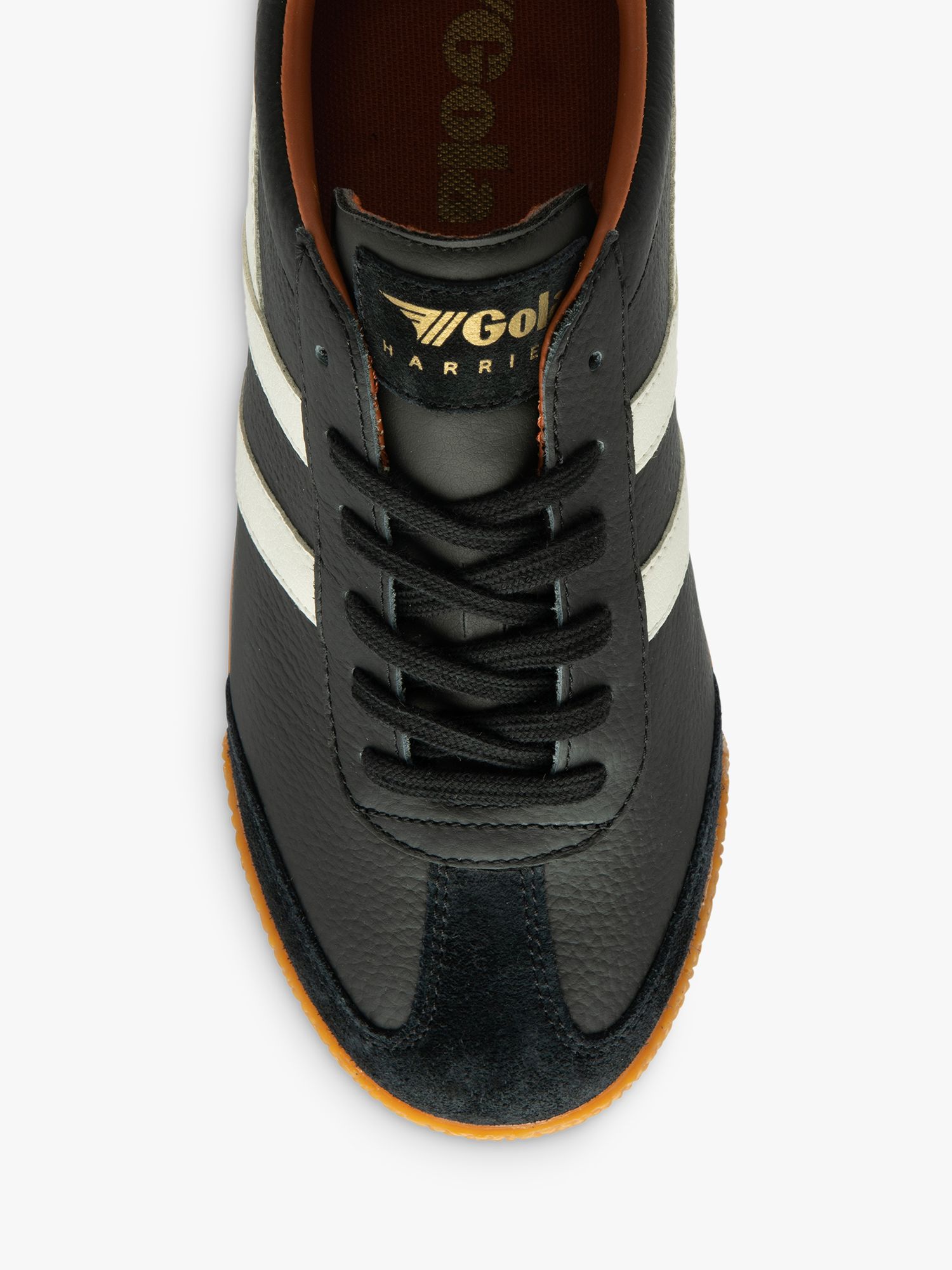 Buy Gola Classics Harrier Leather Lace Up Trainers, Black/White/Orange Online at johnlewis.com