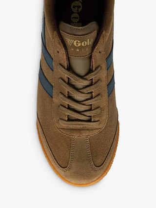 Gola Classics Harrier Suede Lace Up Trainers, Tobacco/Navy/Burgundy