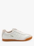 Gola Classics Harrier 001 Leather Lace up Trainers, White/Gum