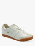 Gola Classics Harrier 001 Leather Lace up Trainers, White/Gum