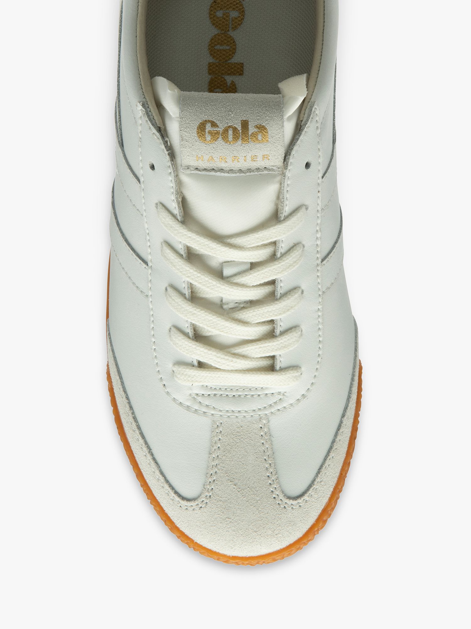 Buy Gola Classics Harrier 001 Leather Lace up Trainers, White/Gum Online at johnlewis.com