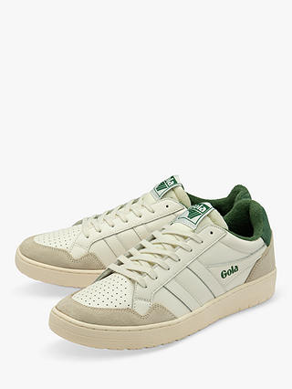 Gola Eagle Leather Lace Up Trainers, Off White/Evergreen