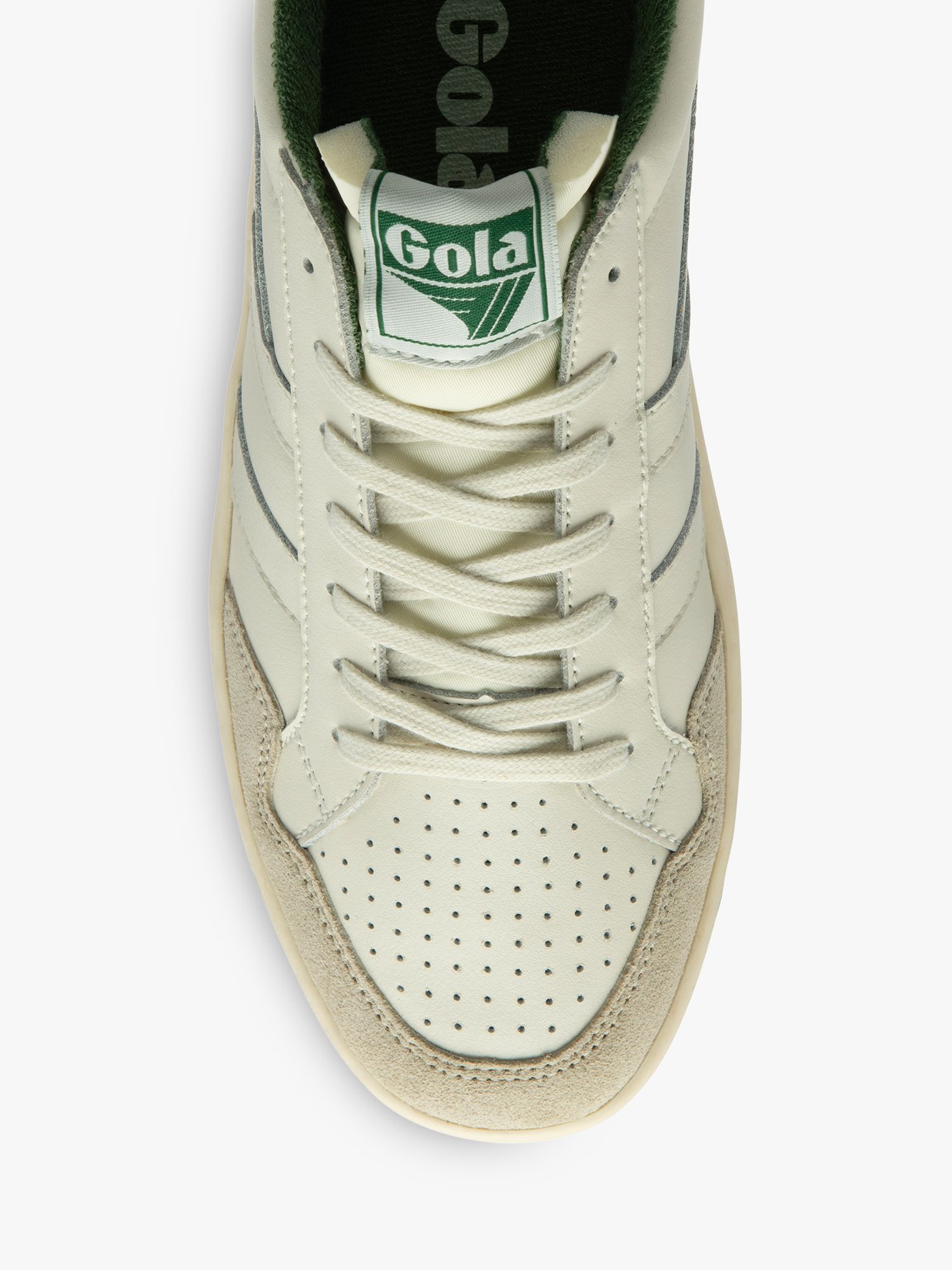 Gola Eagle Leather Lace Up Trainers, Off White/Evergreen, 10