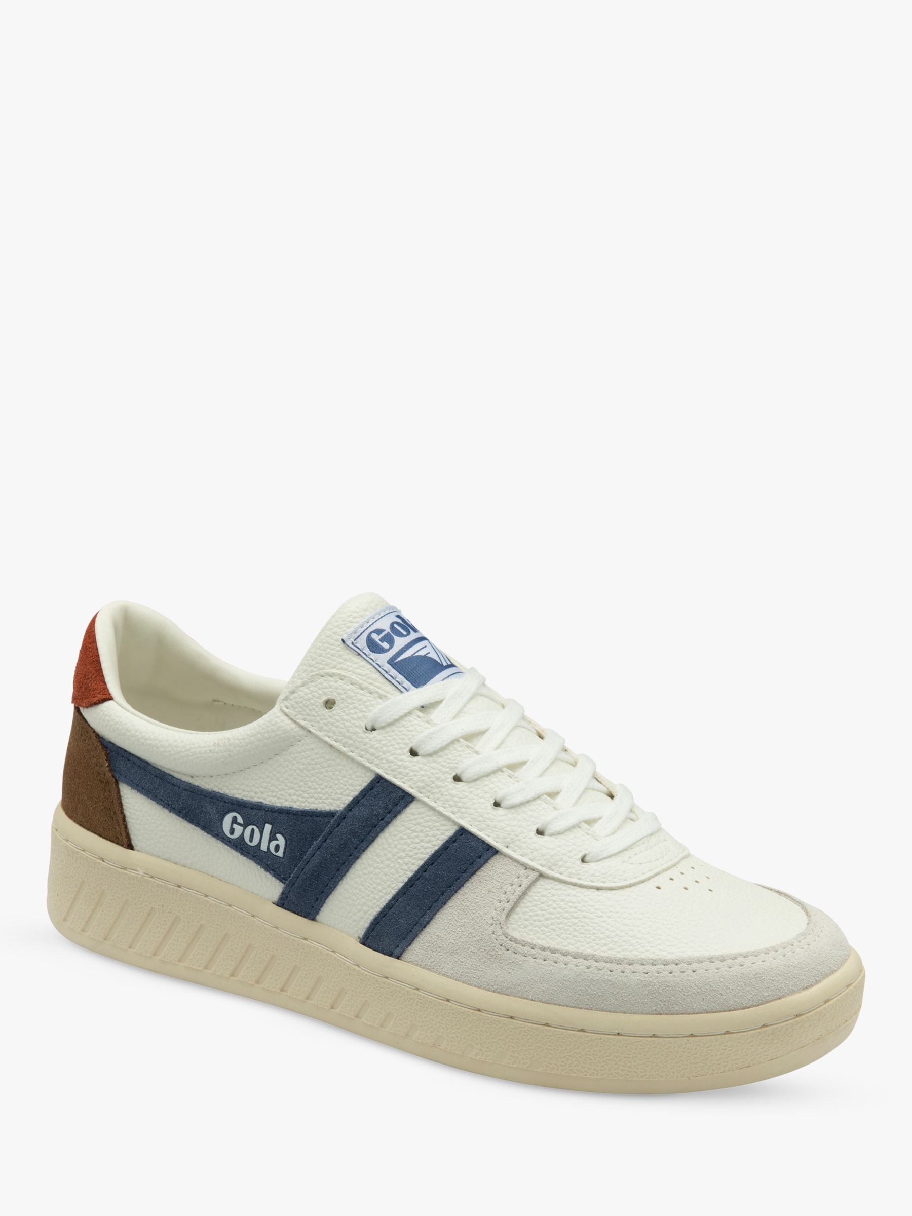 Gola Grandslam Trident Lace Up Trainers, White/Moonlight/Rust at John ...
