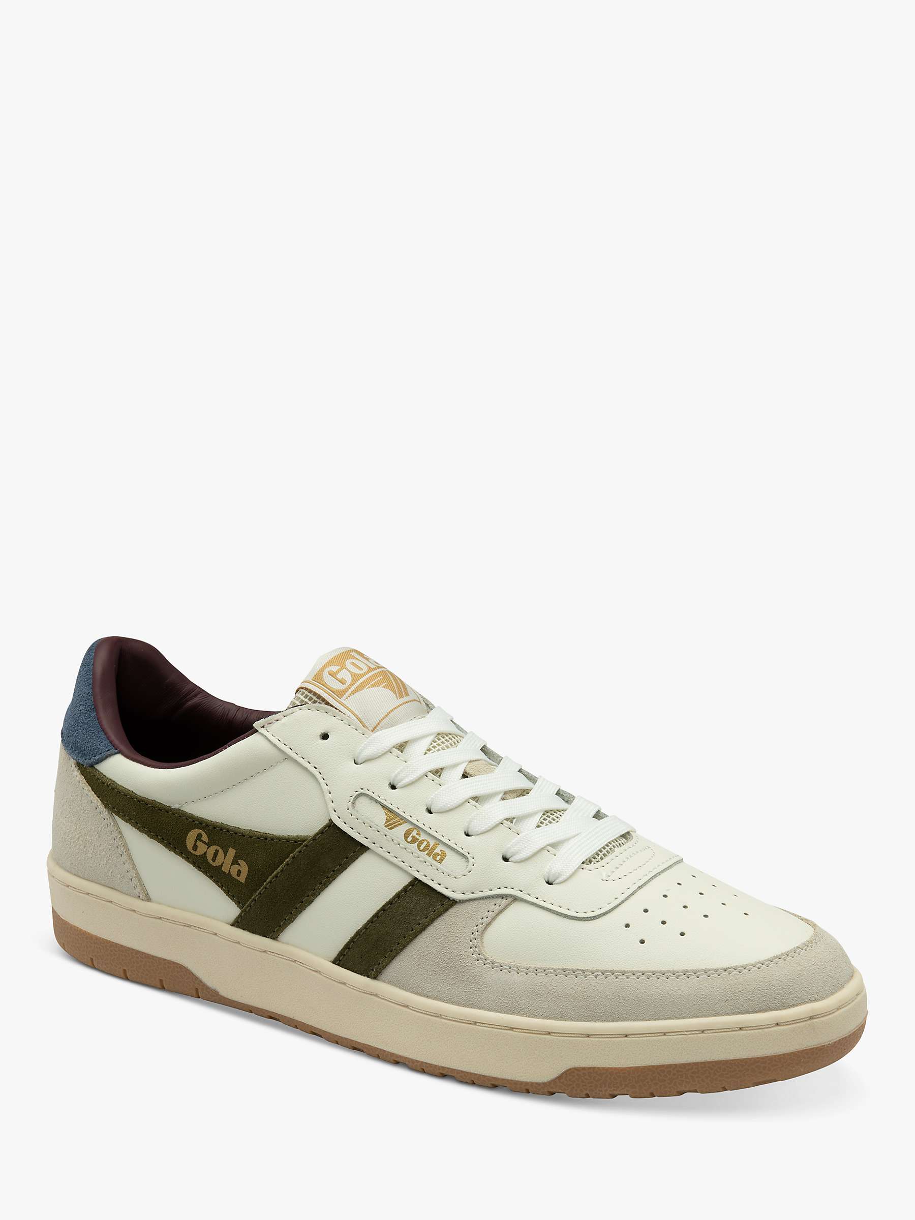 Gola Classics Hawk Leather Lace Up Trainers, Whte/Green at John Lewis ...