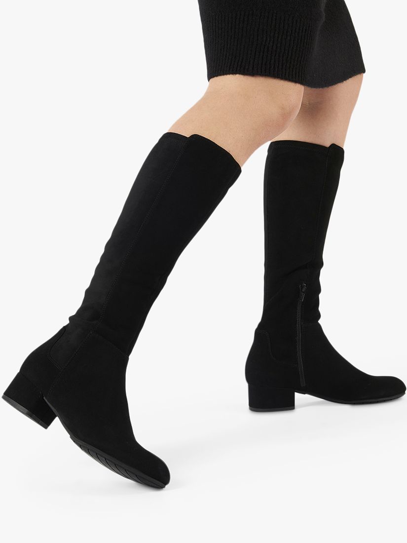 Dune Wide Fit Tayla Suede Knee Length Boot, Black at John Lewis & Partners