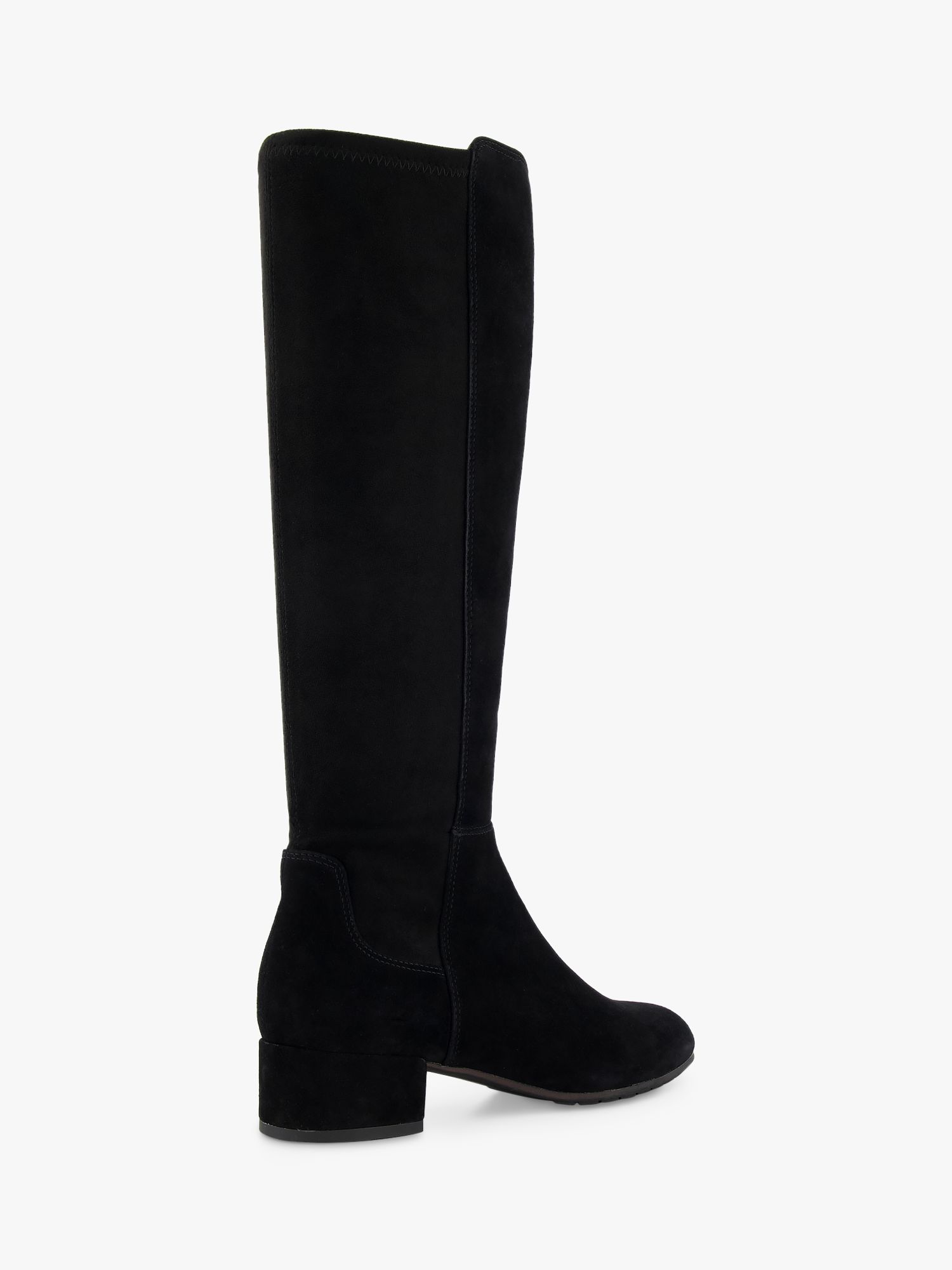 Dune Wide Fit Tayla Suede Knee Length Boot, Black at John Lewis & Partners