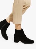 Dune Wide Fit Pippie Suede Block Heel Ankle Boots, Black