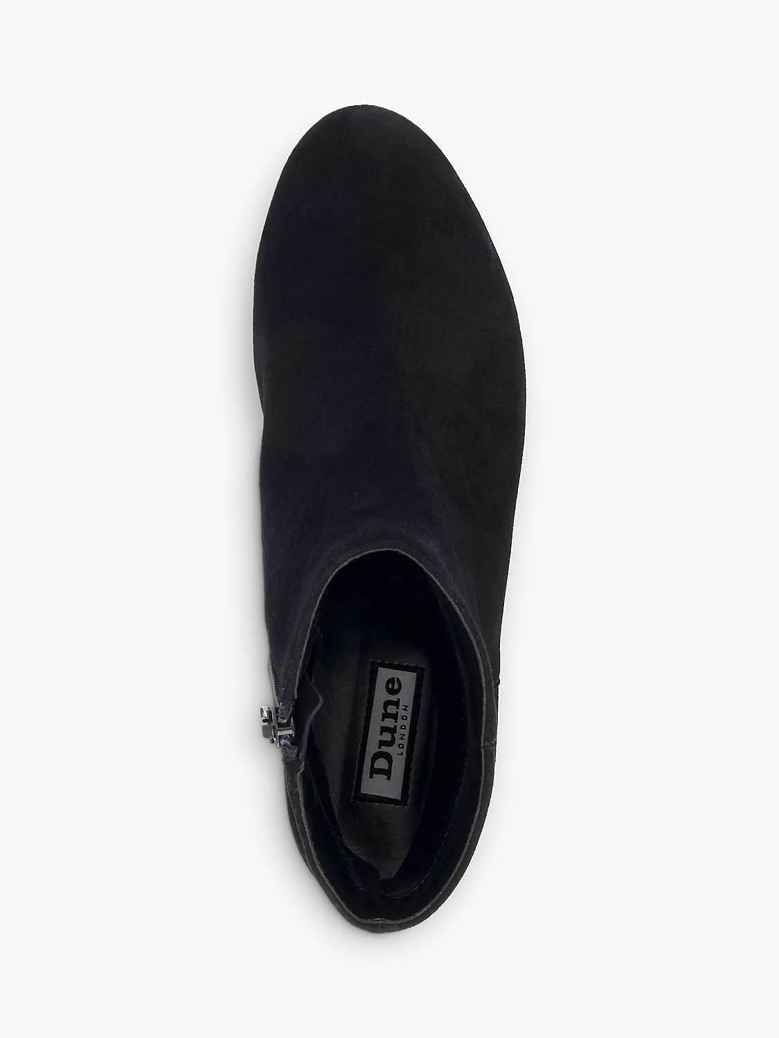 Buy Dune Wide Fit Pippie Suede Block Heel Ankle Boots, Black Online at johnlewis.com