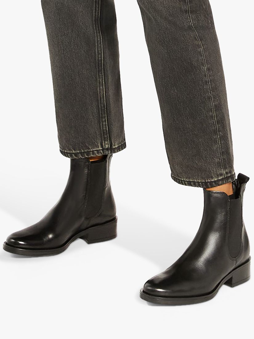Dune Panoramic Leather Chelsea Boots, Black-leather at John Lewis ...
