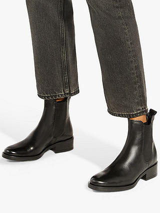 Dune Panoramic Leather Chelsea Boots, Black at John Lewis & Partners