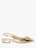Dune Happiest Patent Bow Embellished Slingback Flats, Gold