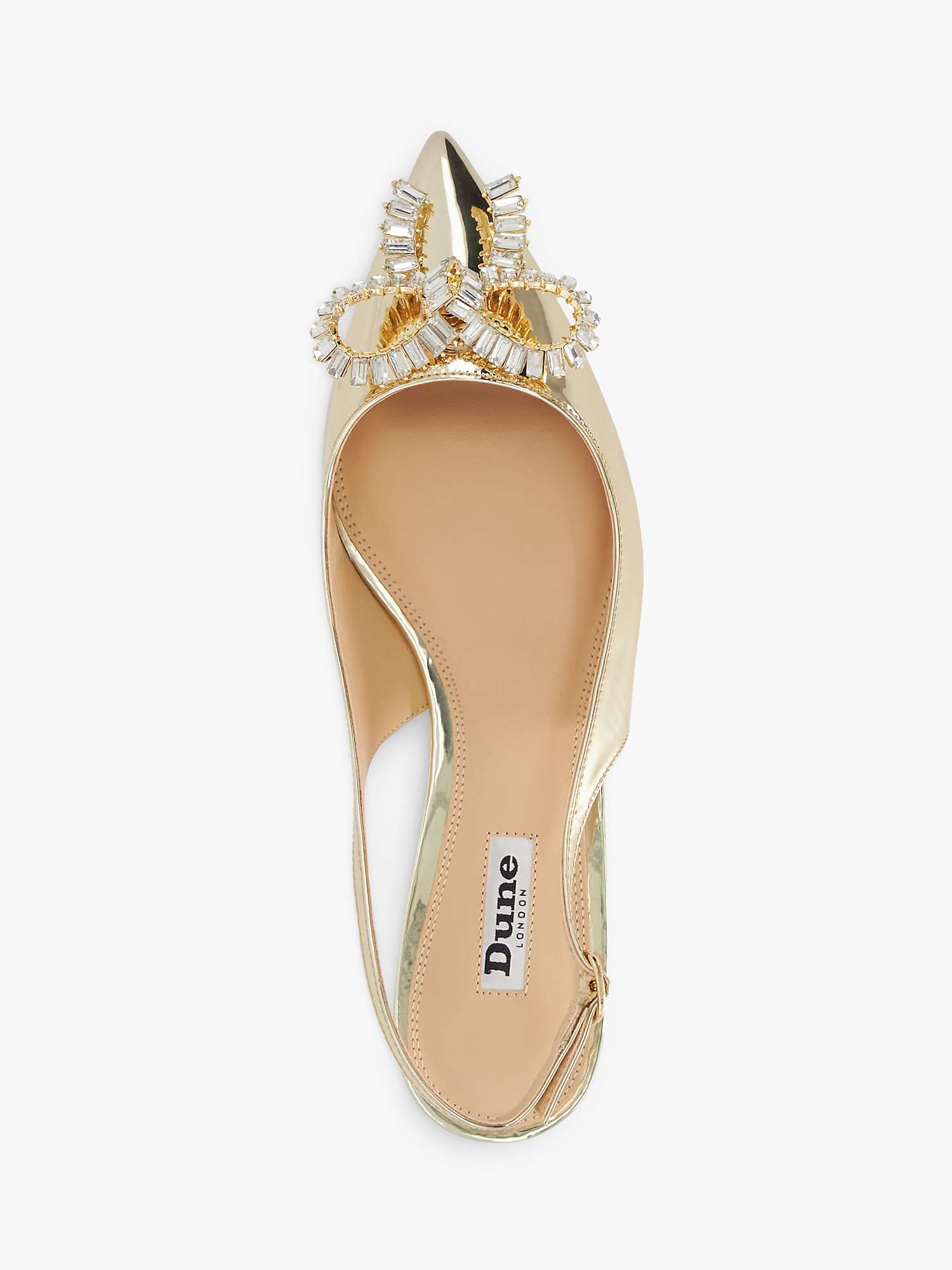 Buy Dune Happiest Patent Bow Embellished Slingback Flats, Gold Online at johnlewis.com