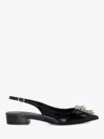 Dune Happiest Embellished Bow Low Heel Slingbacks, Black Patent