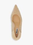 Dune Affect Mesh Pointed Toe Diamante Court Shoes, Ecru, Ecru-synthetic