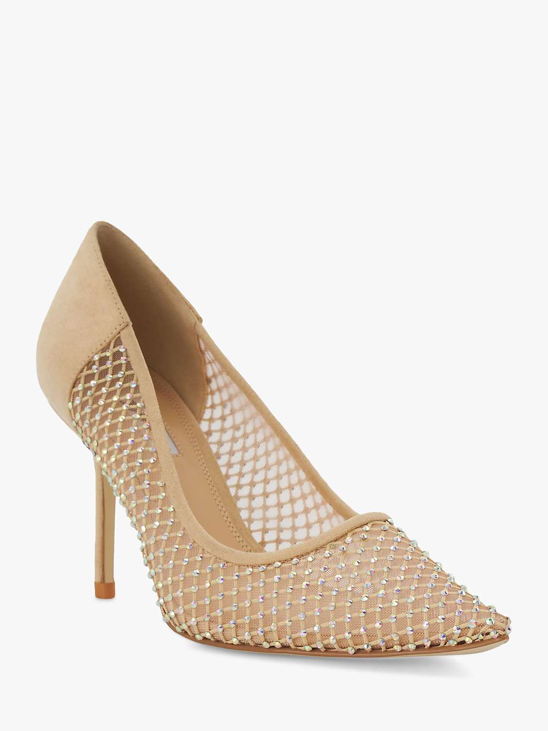 Buy Dune Affect Mesh Pointed Toe Diamante Court Shoes, Ecru Online at johnlewis.com