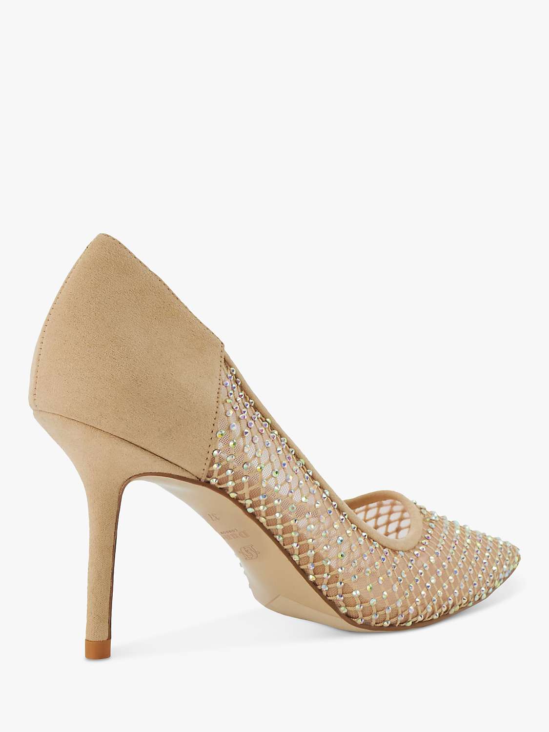 Buy Dune Affect Mesh Pointed Toe Diamante Court Shoes, Ecru Online at johnlewis.com